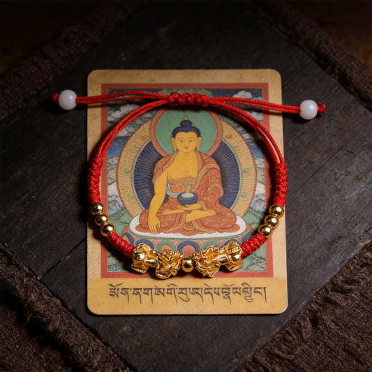 Kailash Way Red String Pi Yao Abundance Luck Bracelet front view