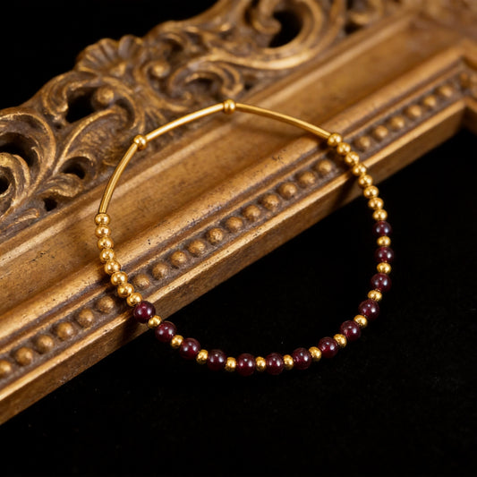 Kailash Way Gold Garnet Triumph Healing Bracelet front view