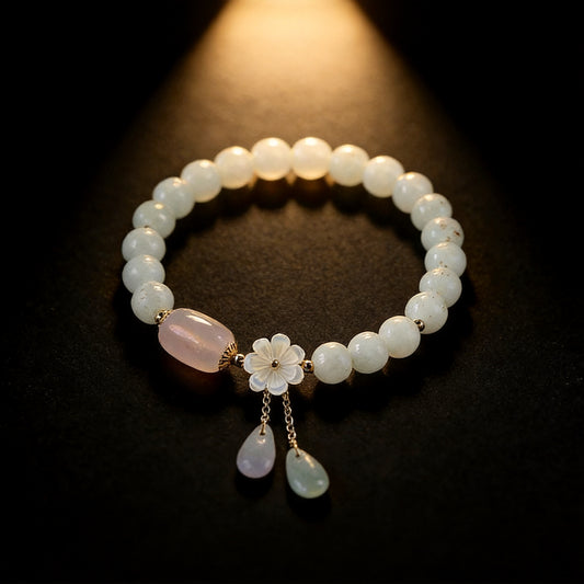 Kailash Way Jade Flower Prosperity Health Bracelet front view