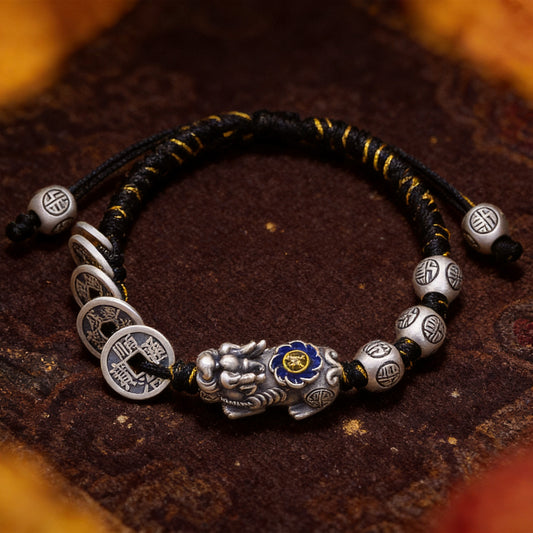 Kailash Way Five Emperor Coins Pixiu Prosperity Protection Bracelet front view