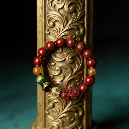 Kailash Way Cinnabar Pixiu Prosperity Wealth Bracelet front view