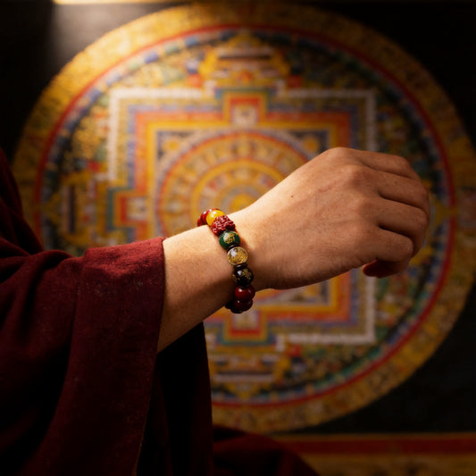 Kailash Way Cinnabar Pixiu Prosperity Wealth Bracelet worn on wrist
