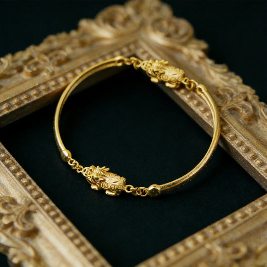 Kailash Way Gold Pixiu Prosperity Luck Bracelet front view
