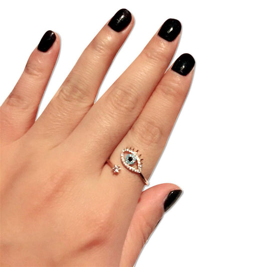 Kailash Way Rosegold Evil Eye Luck Protection Ring