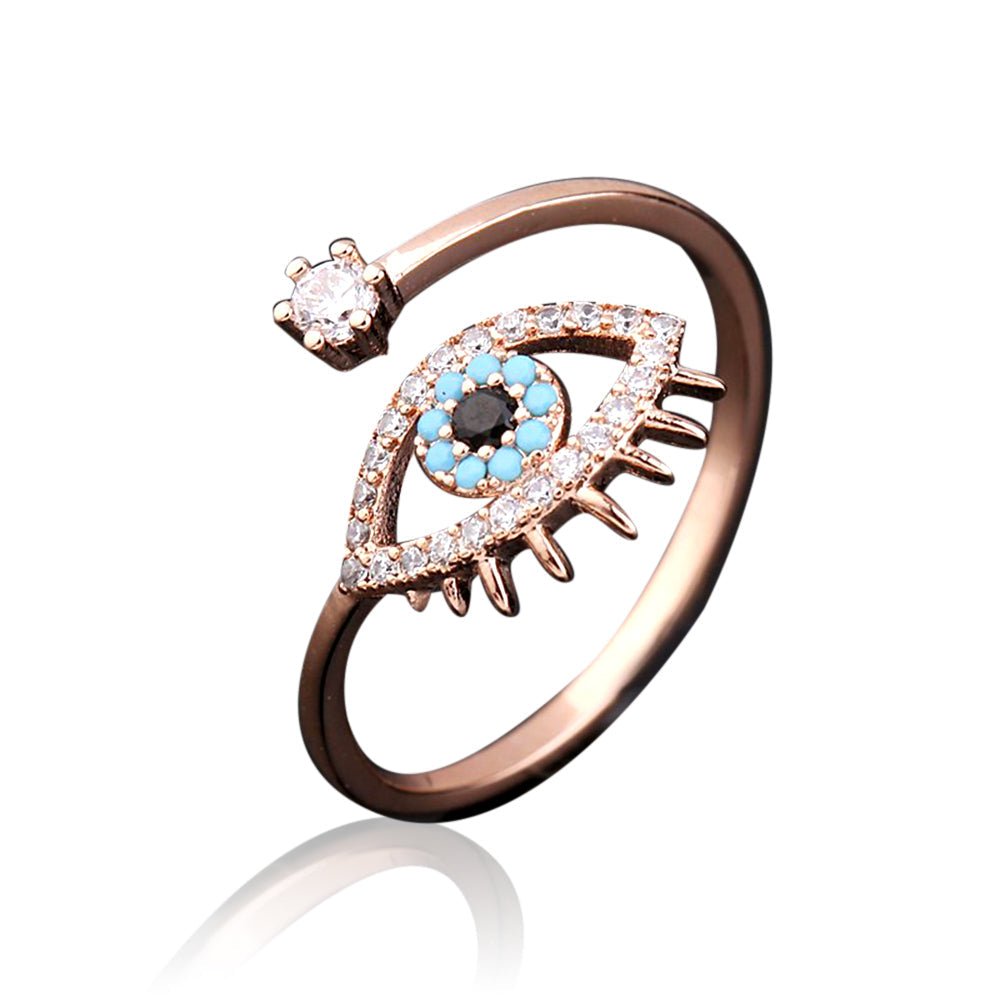 Kailash Way Rosegold Evil Eye Luck Protection Ring