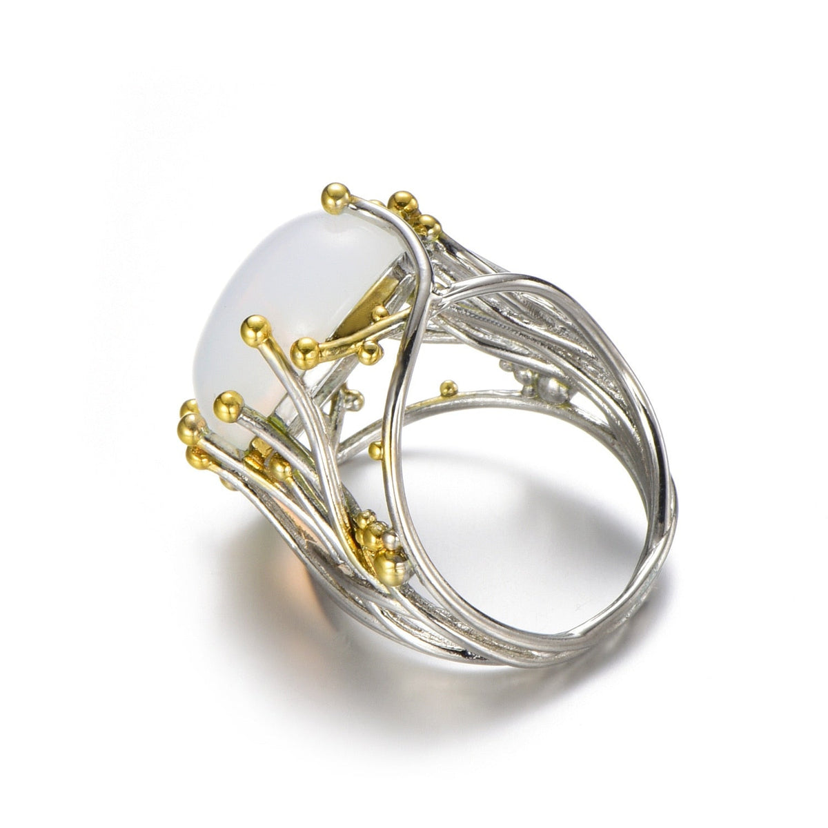Kailash Way Silver Moonstone Spiritual Guidance Protection Ring