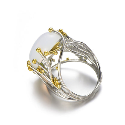 Kailash Way Silver Moonstone Spiritual Guidance Protection Ring