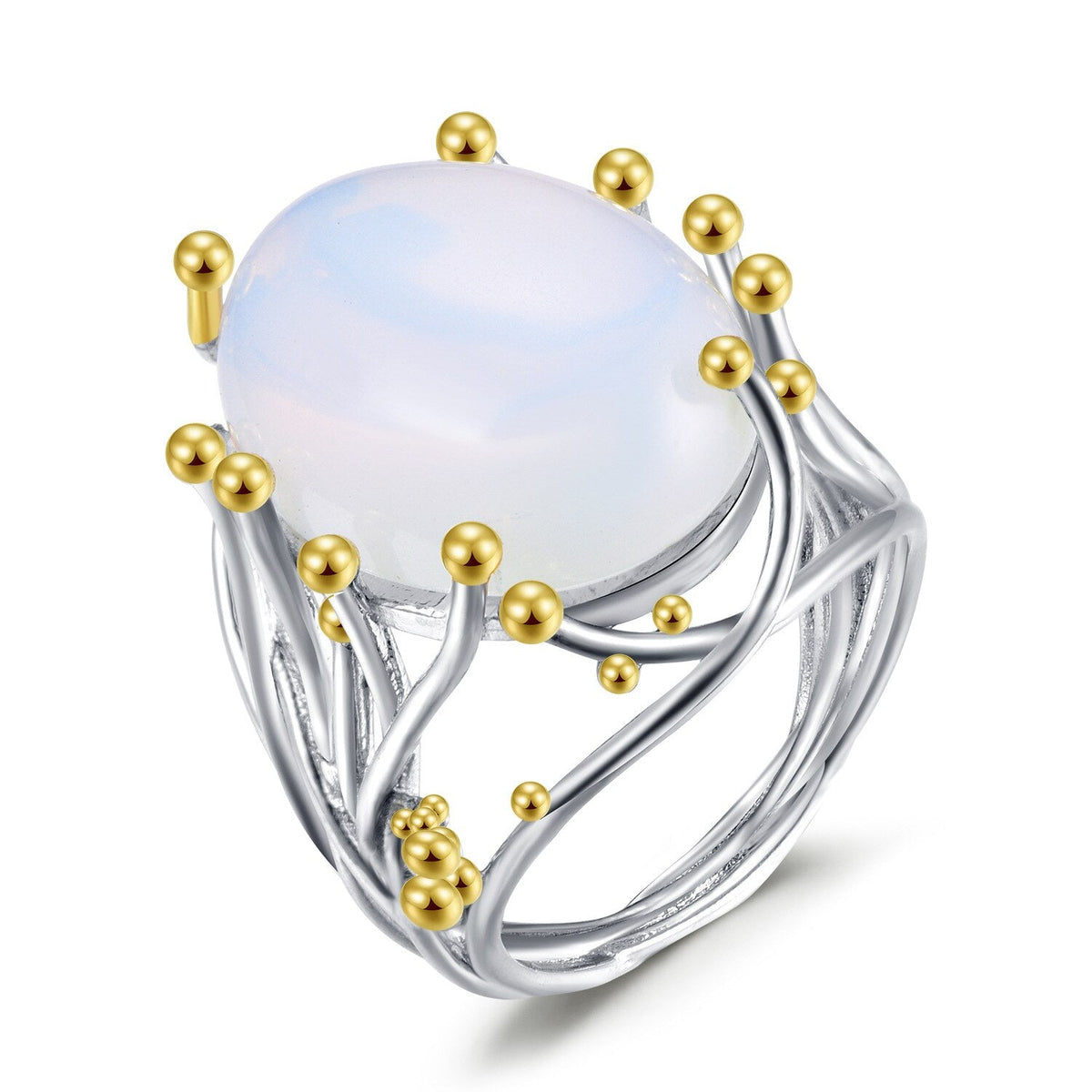Kailash Way Silver Moonstone Spiritual Guidance Protection Ring