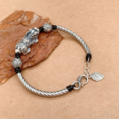 Kailash Way Silver Pixiu Prosperity Wealth Bangle