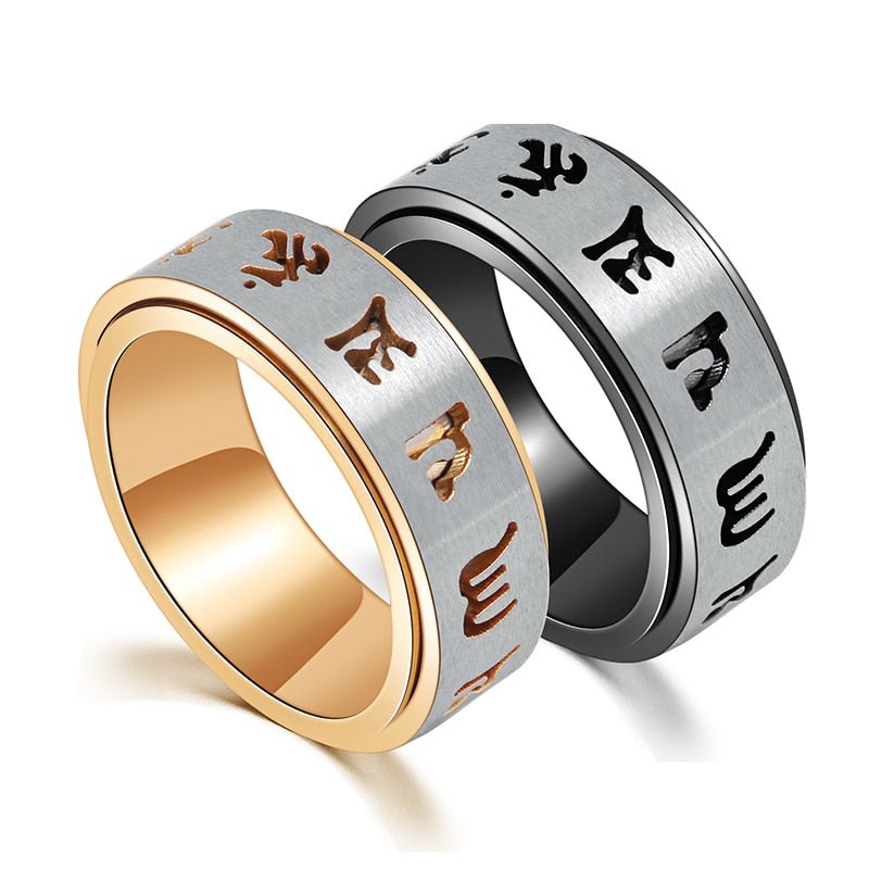 Kailash Way Titanium OM Mantra Enlightenment Rotating Ring