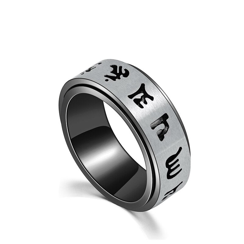 Kailash Way Titanium OM Mantra Enlightenment Rotating Ring
