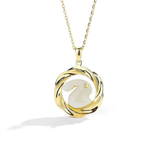 Kailash Way Gold Jade Rabbit Good Luck Necklace