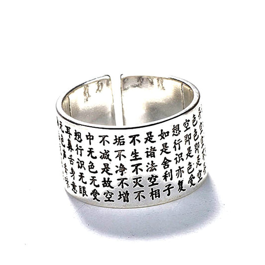 Kailash Way Heart Sutra Blessings Protection Wealth Ring