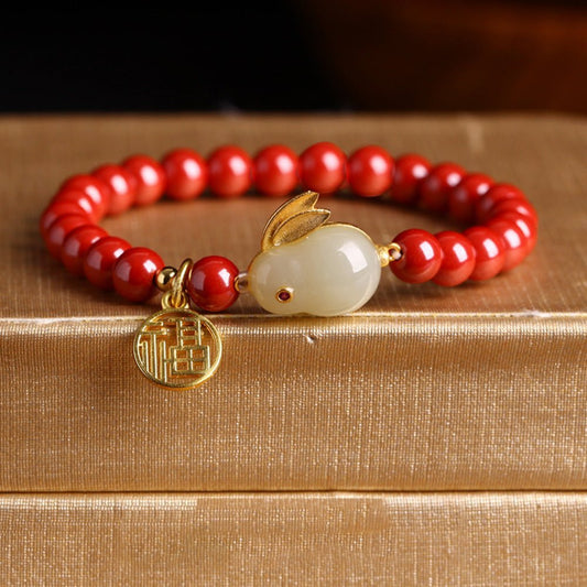 Kailash Way Cinnabar Jade Rabbit Prosperity Renewal Bracelet Photo 2