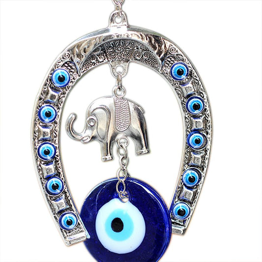 "Kailash Way Metal Elephant Horseshoe Prosperity Protection Charm"