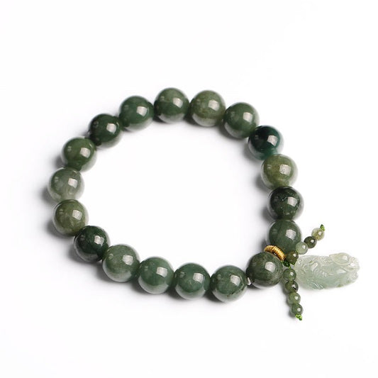 Kailash Way Green Jade Pixiu Wealth Abundance Bracelet