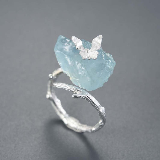 Kailash Way Raw Aquamarine Tranquility Youthful Energy Ring Photo 2