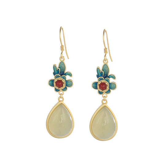 Kailash Way Red Agate Jade Prosperity Blessing Earrings