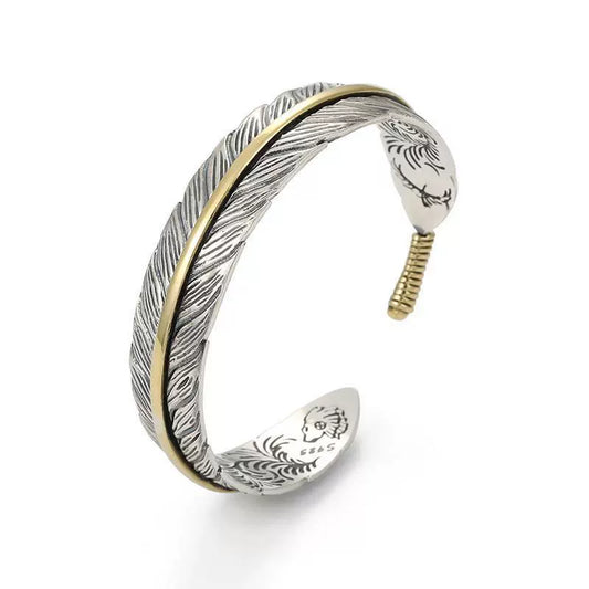 Kailash Way Silver Feather Resilience Freedom Bangle