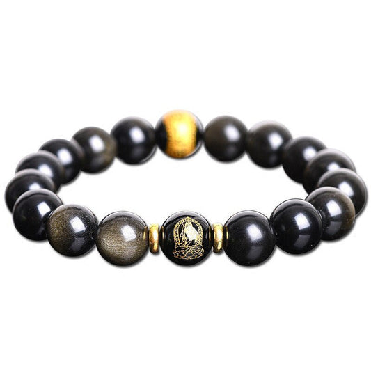 Kailash Way Obsidian Jambhala Wealth Prosperity Bracelet