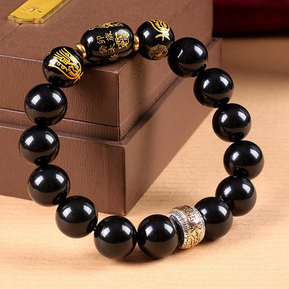 Kailash Way Obsidian Tai Sui Luck Protection Bracelet