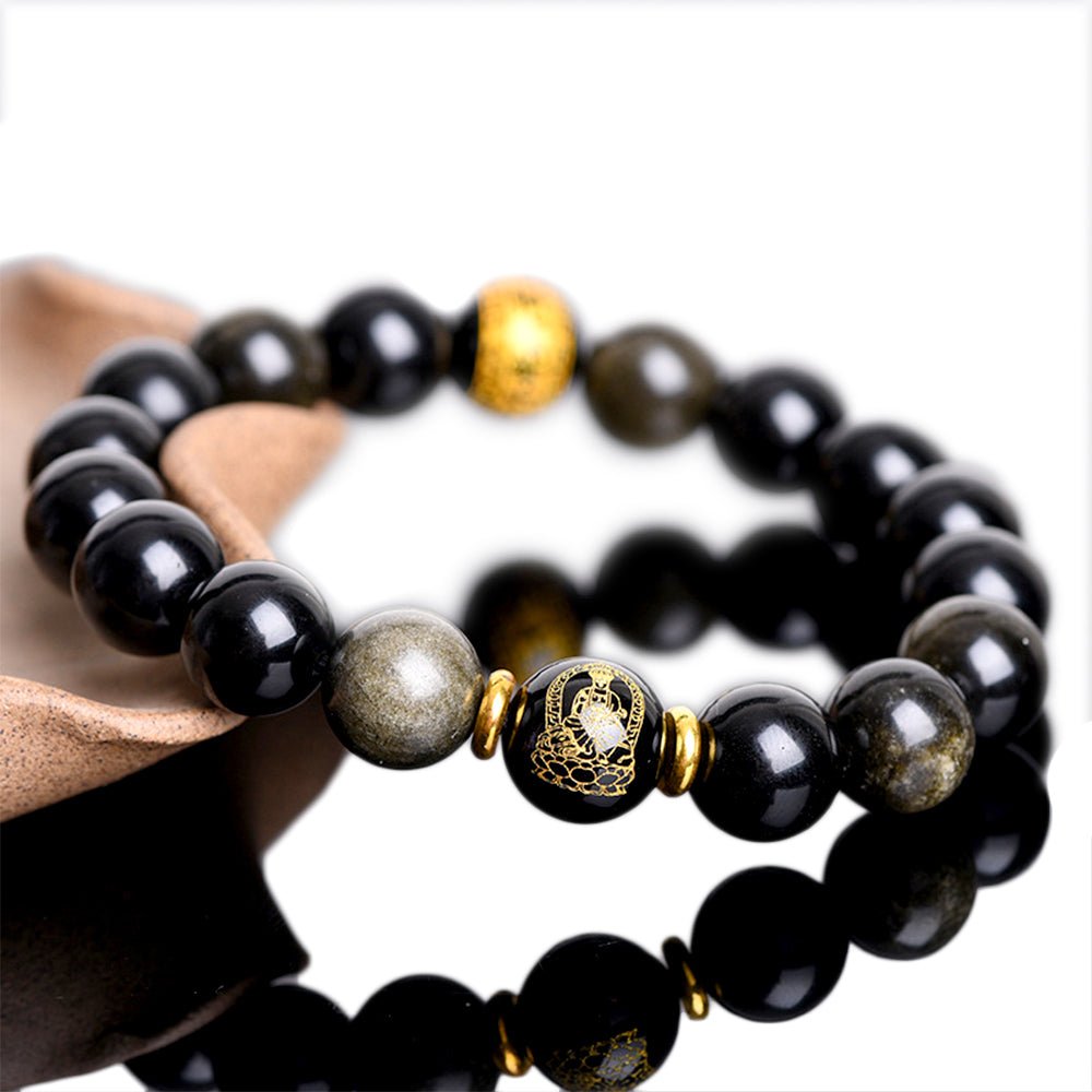 Kailash Way Obsidian Jambhala Wealth Prosperity Bracelet