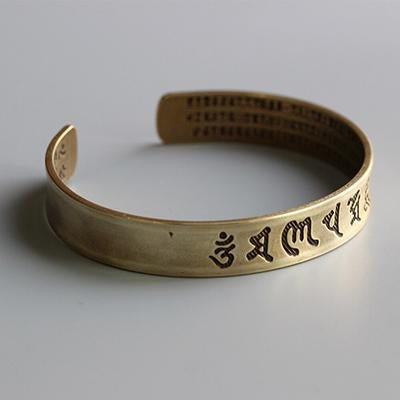 Kailash Way Brass Heart Sutra Wisdom Peace Protection Bangle