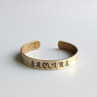 Kailash Way Brass Heart Sutra Wisdom Peace Protection Bangle