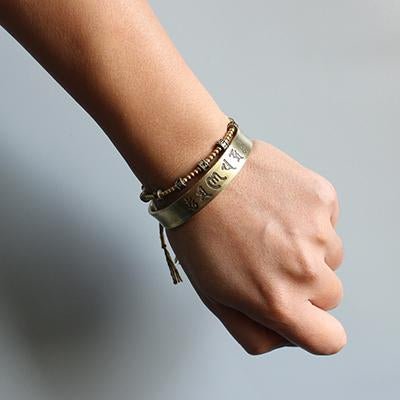Kailash Way Brass Heart Sutra Wisdom Peace Protection Bangle