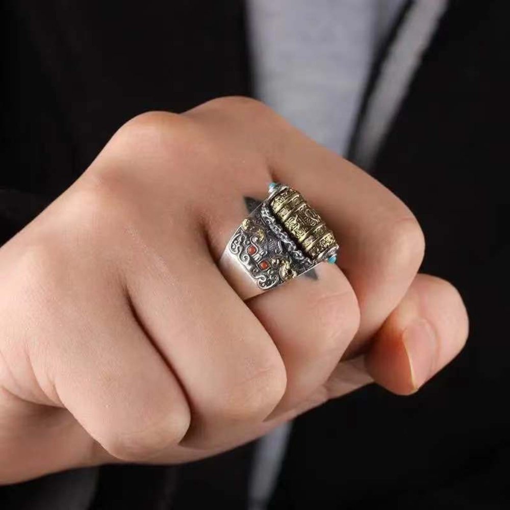 Kailash Way Gold Mantra Compassion Blessings Ring