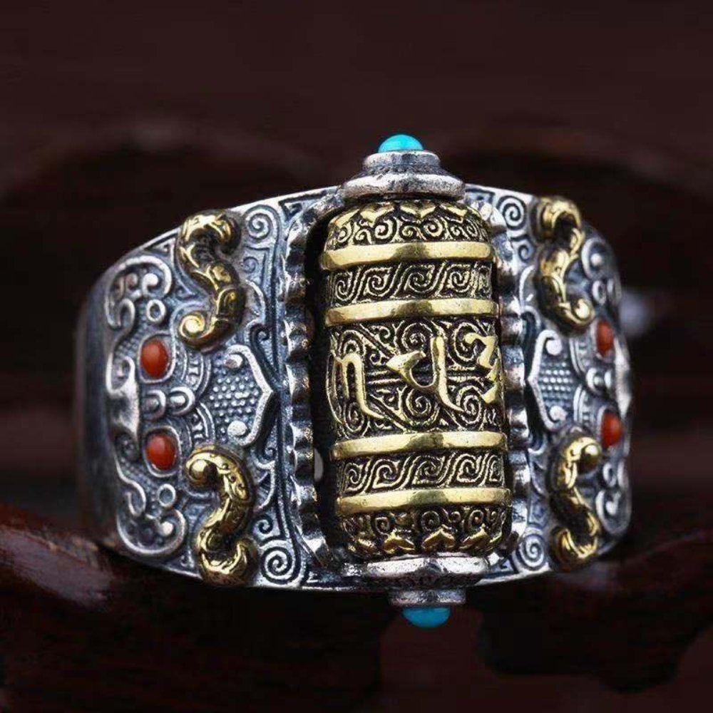 Kailash Way Gold Mantra Compassion Blessings Ring