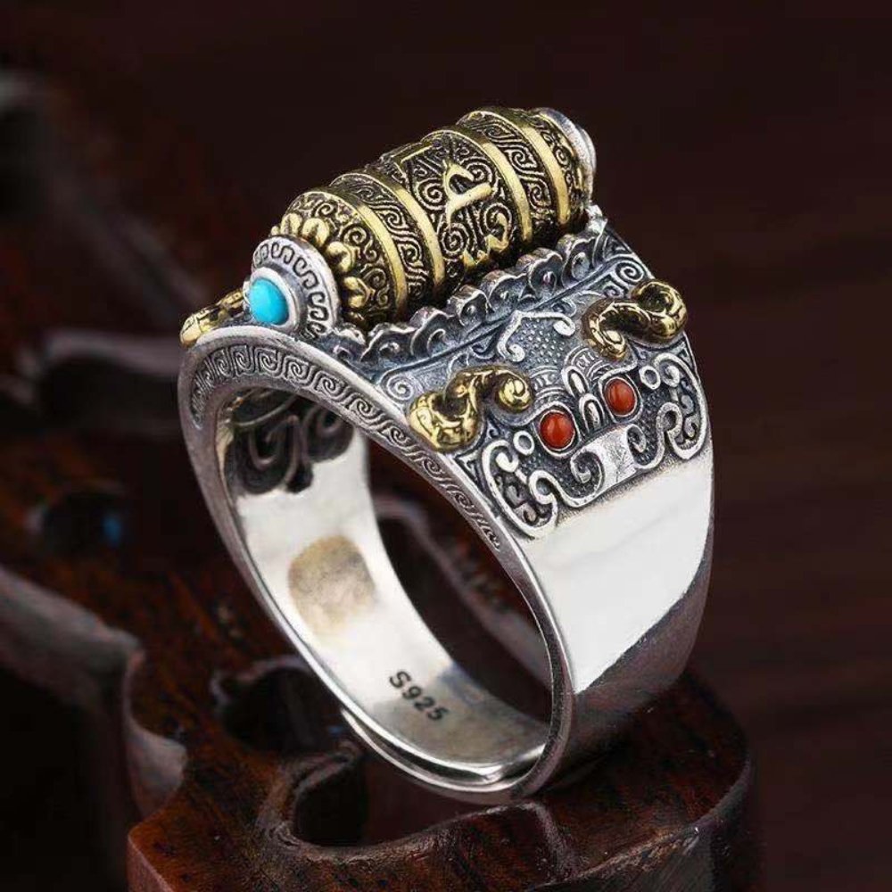 Kailash Way Gold Mantra Compassion Blessings Ring