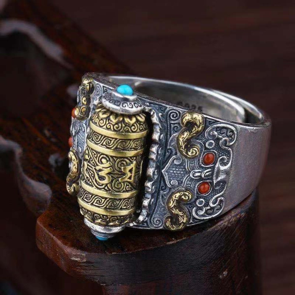 Kailash Way Gold Mantra Compassion Blessings Ring
