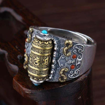 Kailash Way Gold Mantra Compassion Blessings Ring