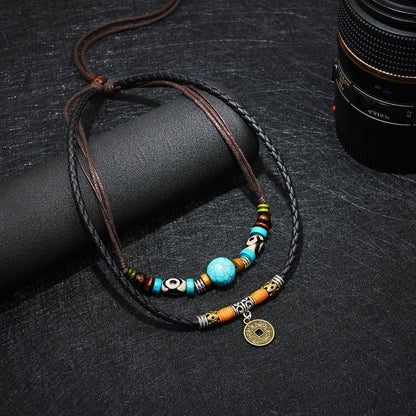 Kailash Way Turquoise Lucky Coin Prosperity Protection Necklace