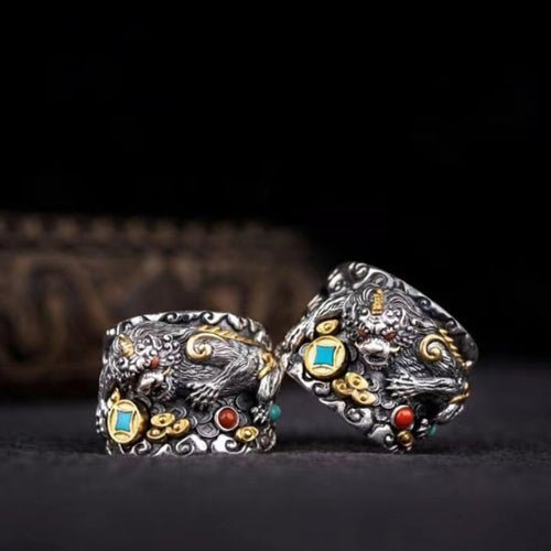 Kailash Way Garnet Pixiu Wealth Protection Ring