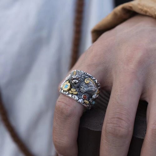 Kailash Way Garnet Pixiu Wealth Protection Ring