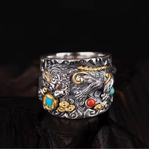 Kailash Way Garnet Pixiu Wealth Protection Ring