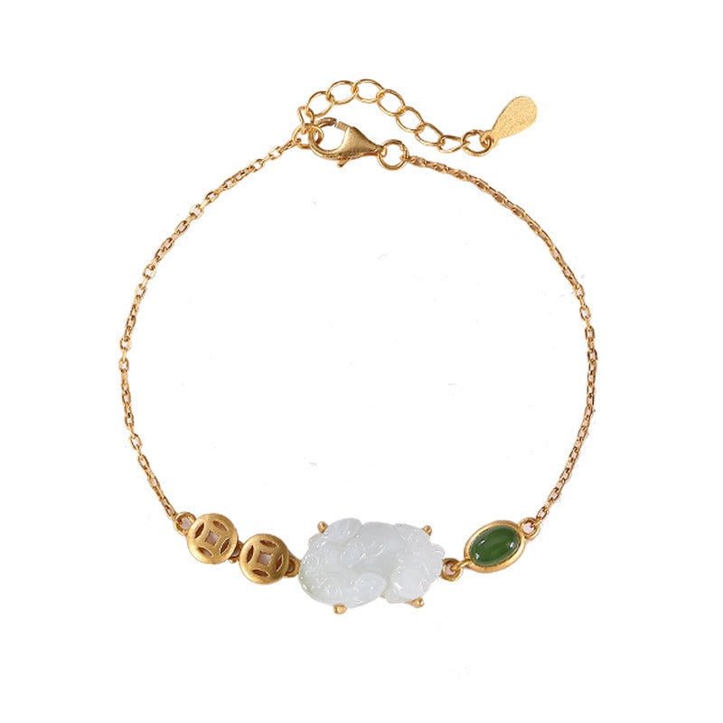 Kailash Way White Jade Pixiu Abundance Luck Bracelet