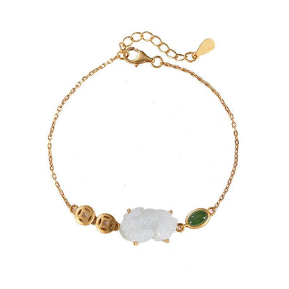 Kailash Way White Jade Pixiu Abundance Luck Bracelet