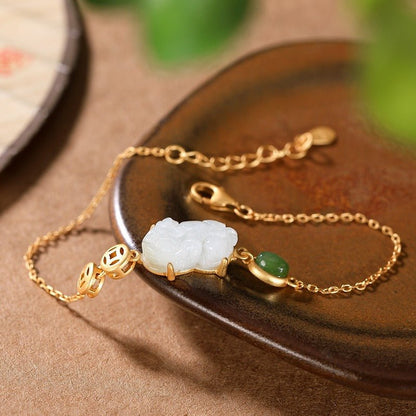 Kailash Way White Jade Pixiu Abundance Luck Bracelet