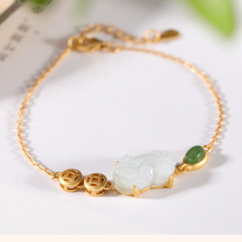 Kailash Way White Jade Pixiu Abundance Luck Bracelet