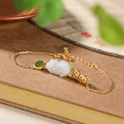 Kailash Way White Jade Pixiu Abundance Luck Bracelet
