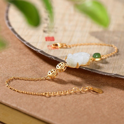 Kailash Way White Jade Pixiu Abundance Luck Bracelet