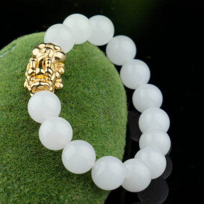 Kailash Way White Jade Pixiu Prosperity Bracelet