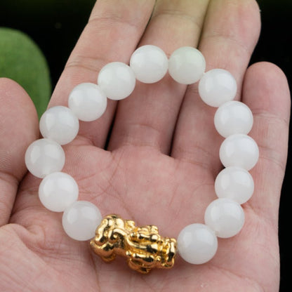 Kailash Way White Jade Pixiu Prosperity Bracelet